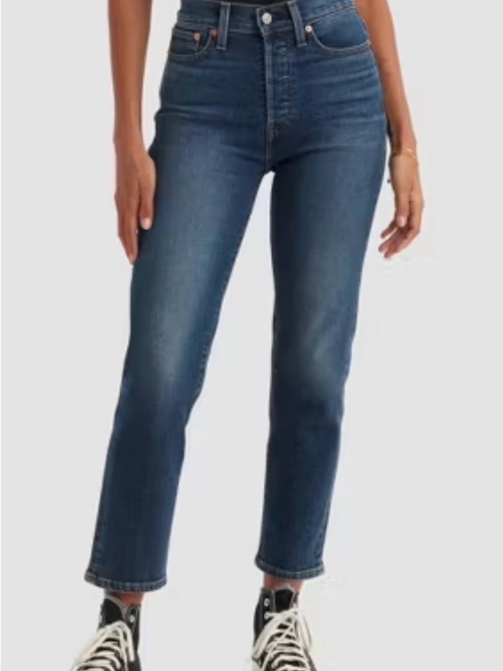 Levi's Dark Blue High-Rise Cropped Straight Jeans